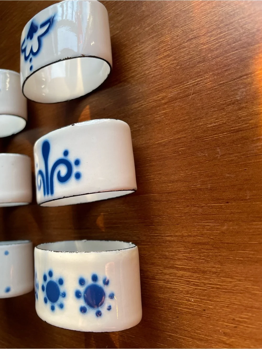 Katarina Brieditis for IKEA Set of 6 HEDER Napkin Rings Blue & White Enamel